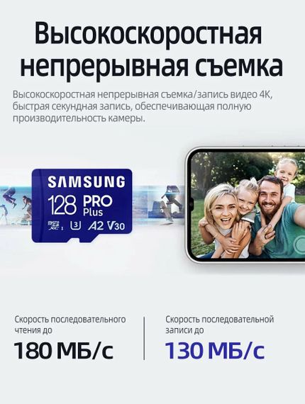 Карта памяти Samsung 128GB PRO Plus