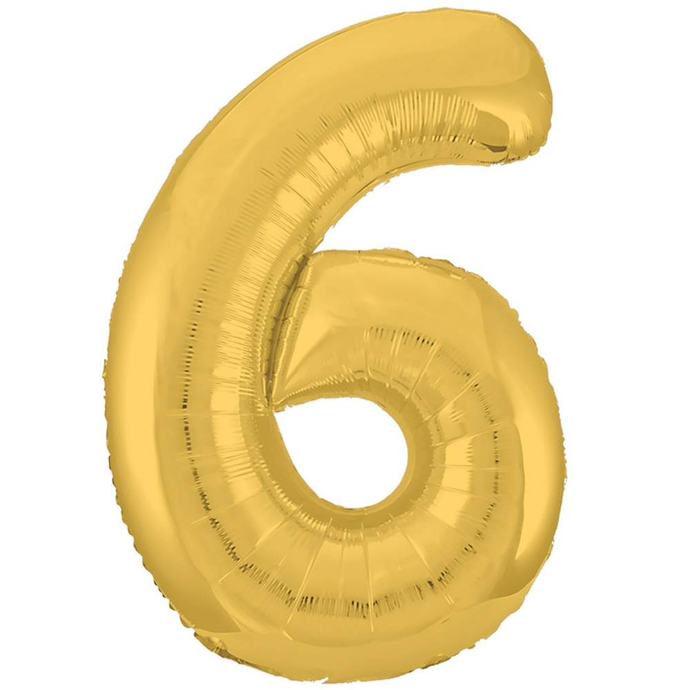 Шар фольгированный Цифра 6 101 см (Золотой)