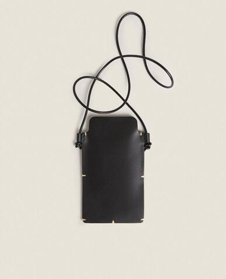 ZARA HOME КОЖАНЫЙ ЧЕХОЛ ДЛЯ МОБИЛЬНОГО ТЕЛЕФОНА, ЧЕРНЫЙ