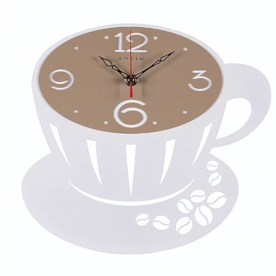 2628-003 Часы настенные из металла, корпус белый+бежевый, "Капучино" Рубин