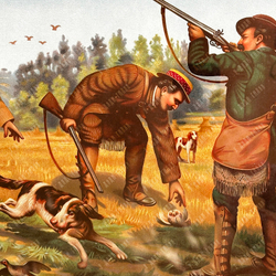 Соваж, А.С. Охота на куропаток. Хромолитография. Германия, 1890-е