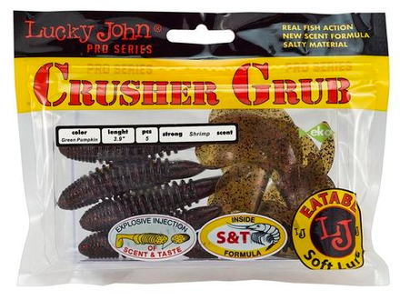 Твистеры съедобные LJ Pro Series Crusher Grub 3.9 in (99 мм), цвет PA03, 5 шт/уп