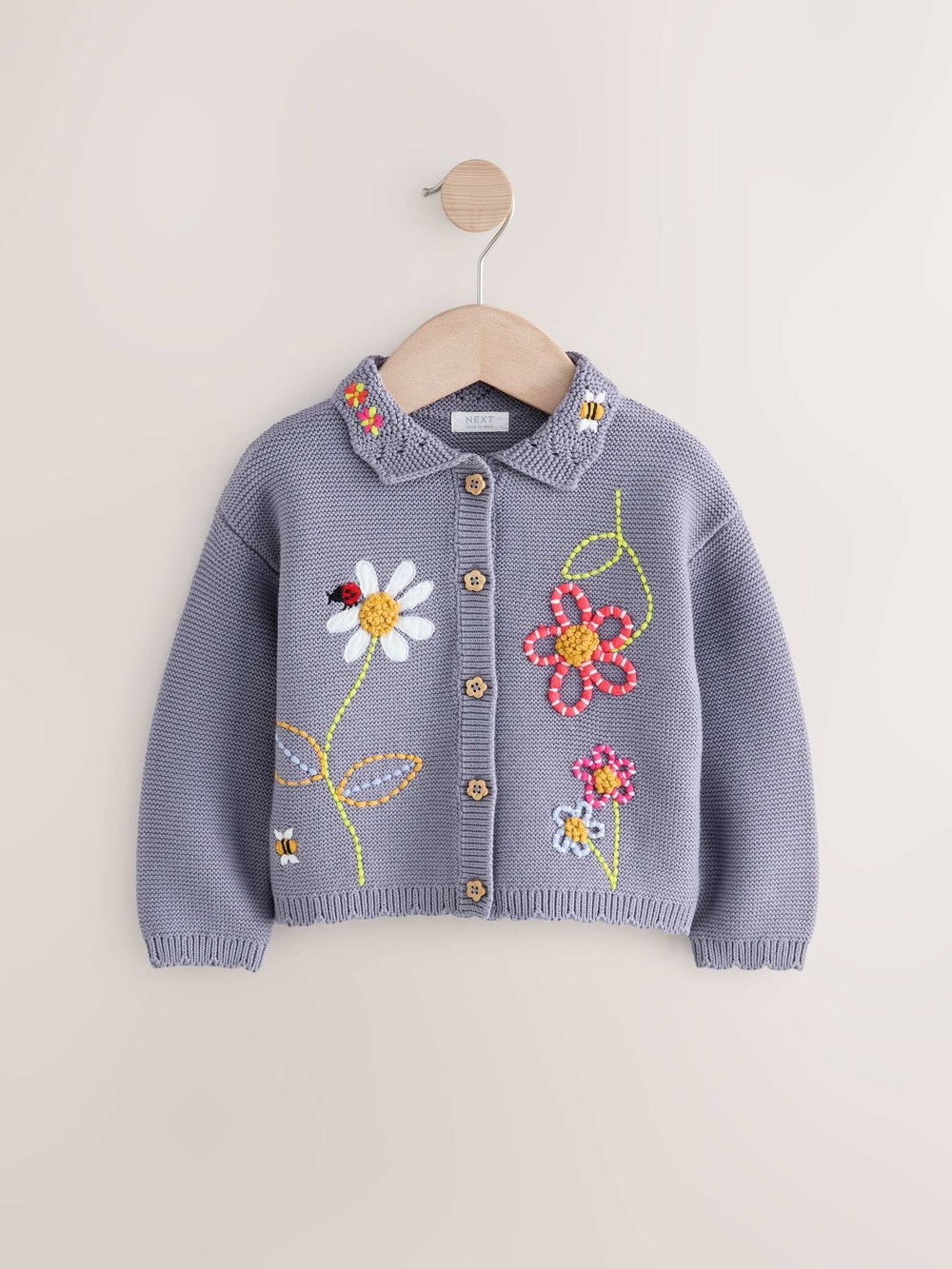Кардиган вязаный с вышивкой для девочки Next E25-151, Сиреневый