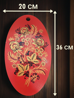 Доска Хохлома красная ручная роспись. Декоративная