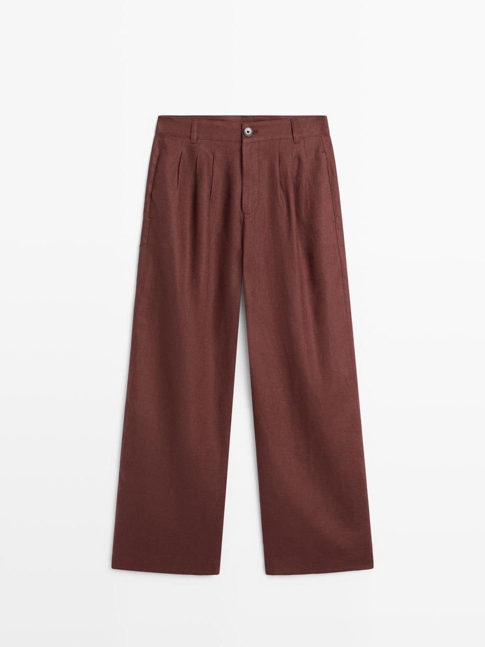 Massimo Dutti Широкие плиссированные льняные брюки, терракотовый