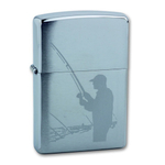 Зажигалка серебристая матовая Zippo Fisherman с покрытием Brushed Chrome