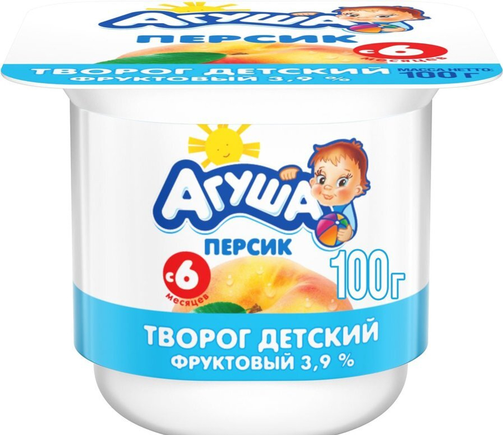 Творог Фрукт "Агуша Персик" 3.9% 100гр