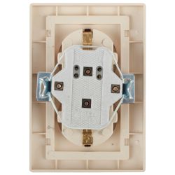 Розетка Intro Plano 1-205-02 с заземлением двойная 2X2P+E Schuko, 16А-250В, IP20, СУ, слоновая кость