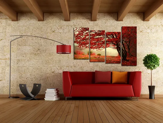 Модульная картина "Красный листопад"