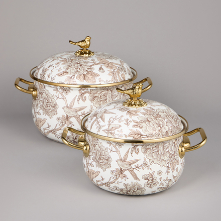 НАБОР КАСТРЮЛЬ AGNESS ЭМАЛИРОВАННЫХ СЕРИЯ "ROYAL GARDEN", 4ПР. 2,1Л И 3,8Л