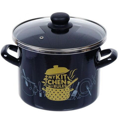 Кастрюля сталь, эмал, 5 л, с крыш, Сантэкс, Моя кухня, 1-2250112, индукц