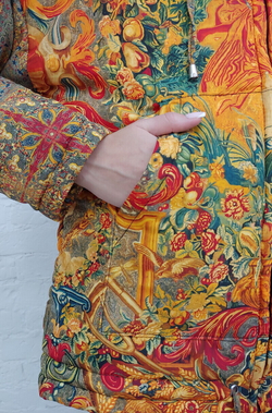 Двусторонняя куртка "Четыре стихии", по мотивам фламандского гобелена 17 века "Времена года, четыре стихии"