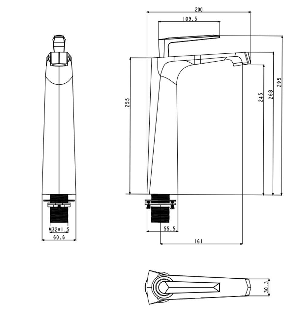 Смеситель для раковины Высокий Grocenberg GB3025MG Матовое золото