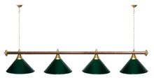 Лампа STARTBILLIARDS 4 пл. (плафоны зеленые,штанга зеленая,фурнитура золото)