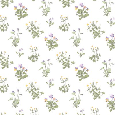 Фиалки и лютики на белом (мелкие)