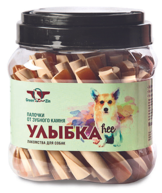 Лакомство для собак "Грин Кьюзин" GREEN QZIN УЛЫБКА FREE ( Мягкие жевательные палочки от зубного камня) 1012 гр