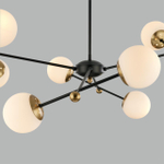 6581/8 MODERNI LN26 173 черный, золотой/белый металл  /стекло Люстра потолочная E14 8*40W 220V MELODY