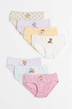 H&M Набор из семи хлопковых трусиков с принтом, лиловый