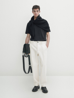 Massimo Dutti Футболка-поло с короткими рукавами, темно-синий