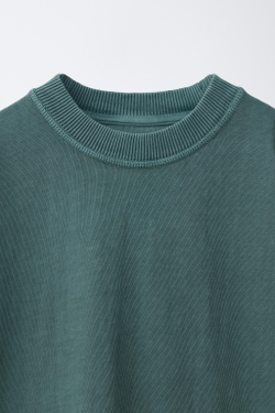 ZARA ФУТБОЛКА GARMENT DYE, ЗЕЛЕНОВАТО-СИНИЙ