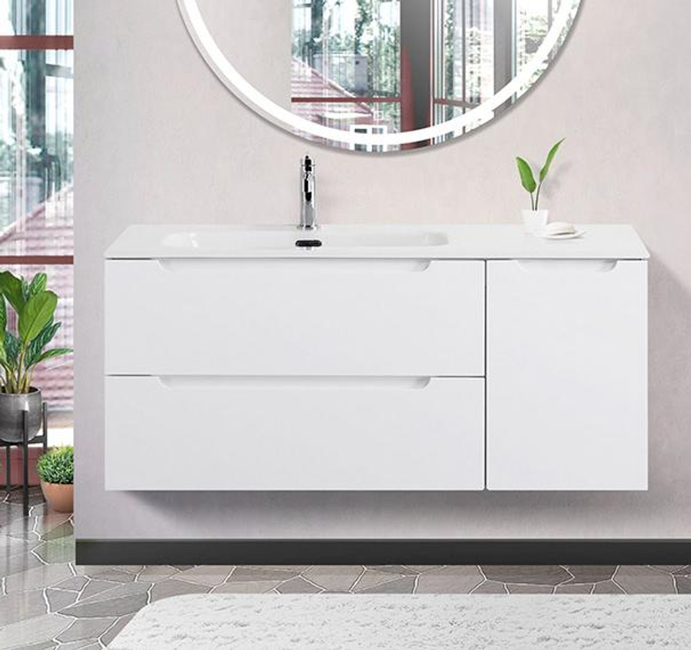 Подвесная тумба с раковиной BelBagno ETNA 120 Bianco Lucido левая, ETNA-1200-2C-1A-SO-BL-L + BB1200ETL-L