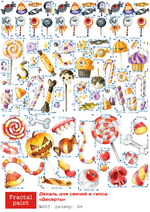 Трансфер переводной - декаль для свечей и гипса десерты 003