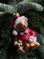 Новогодняя игрушка Медвежонок с подарком Тэрри стекло