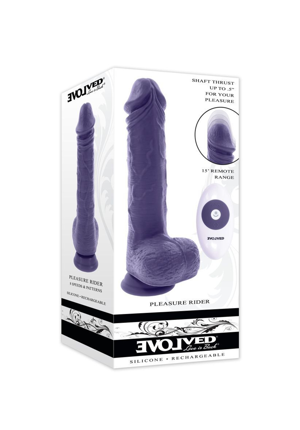 Фиолетовый вибратор на присоске с поступательными движениями Pleasure Rider - 22,2 см.