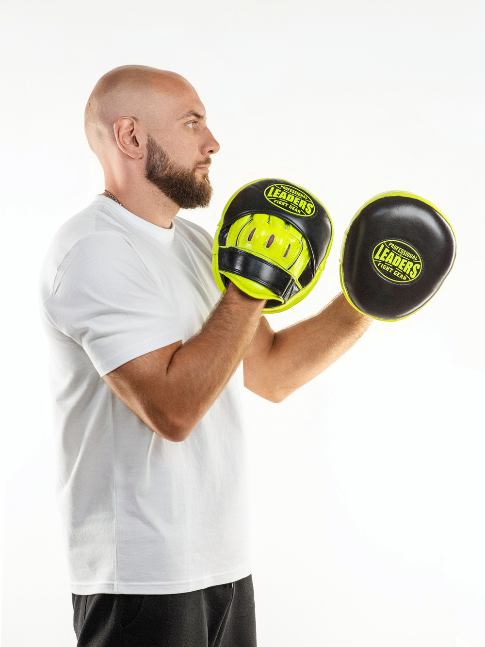 Лапы тренерские LEADERS BIG-AIR BK/GN (ONE, кожа, черный/зеленый)