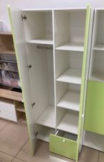 Шкаф 2-х дверный с ящиком Диагональ МДФ белый/мята