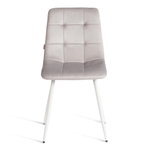 Стул CHILLY (mod. JSC-220) Велюр/металл , 44,5х52,5х88 см, Light grey (светло-серый) HLR14 / белый