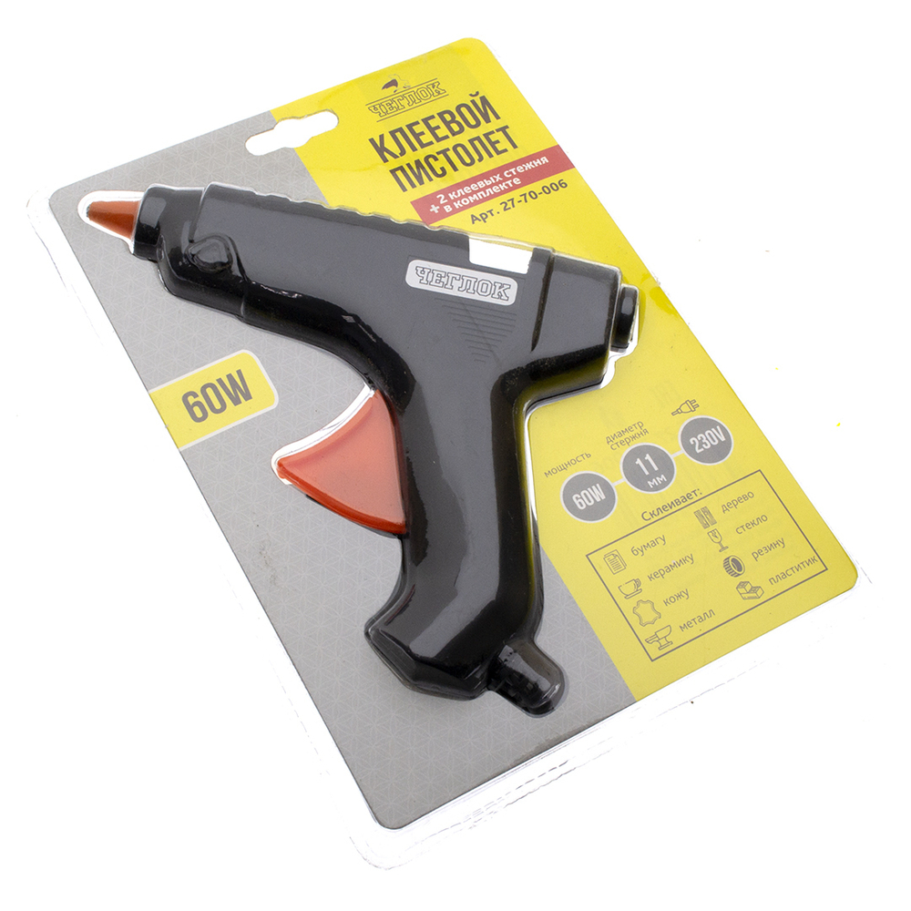 Пистолет клеевой 11мм 60Вт ЧЕГЛОК 27-70-006