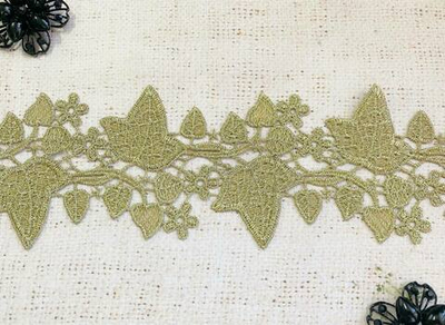 Кружево плетеное, ш. 8 см, тёмное золото