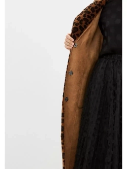 Шуба женская чебурашка тедди из шерсти мериноса, коричневый леопард, SilverFox