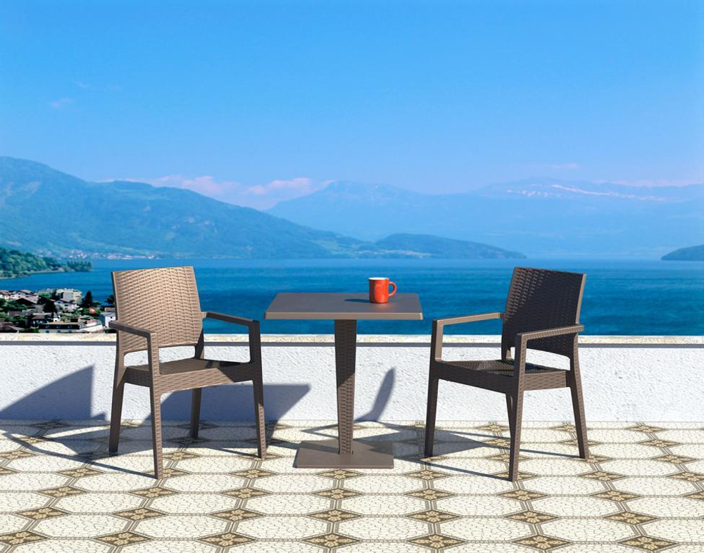 Кресло пластиковое плетеное, Siesta Contract Ibiza, коричневый