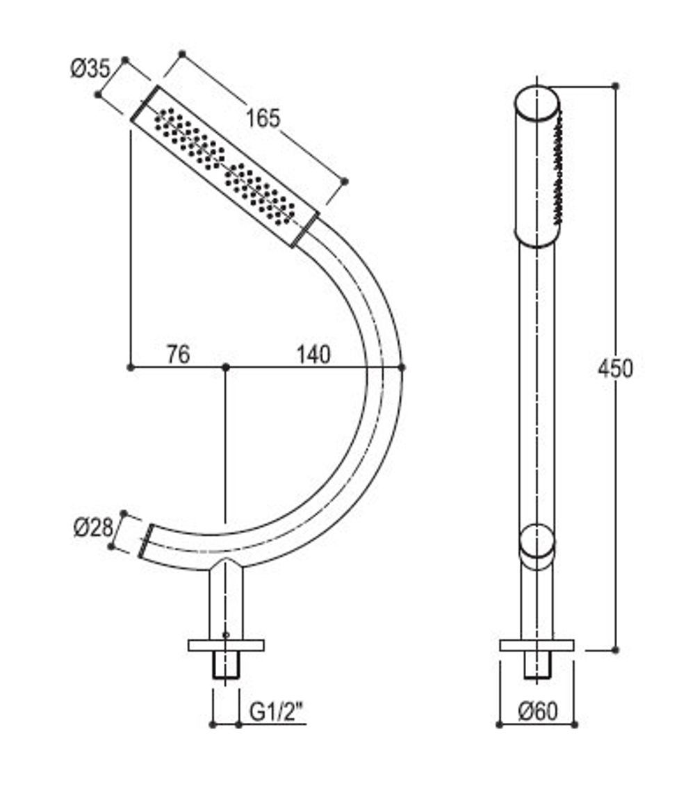 Paolo&Francesca Верхний душ из стены 450 мм, хром F0BA0560CRL