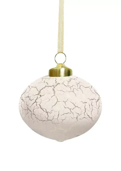Набор стеклянных украшений Рождественский 80 мм., 9 шт., шар, капля, луковка, белый с кракелюром, Christmas DeLuxe (13049)