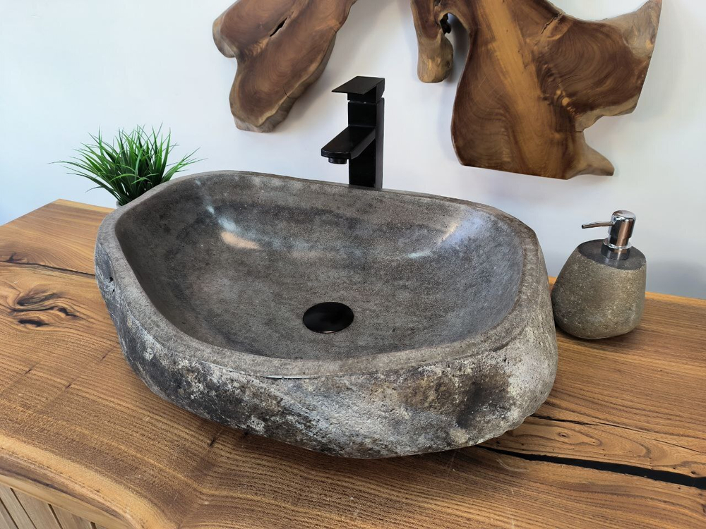 Раковина из речного камня RS-65803 58х42х15 из натурального камня
