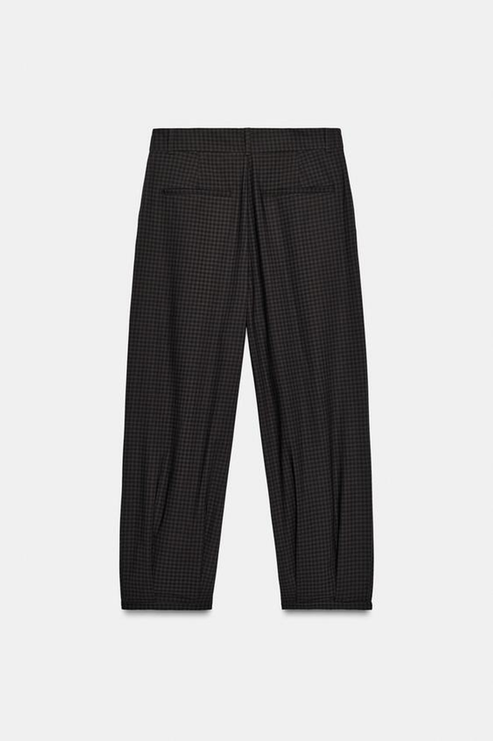 ZARA БРЮКИ В КЛЕТКУ С ЗАЩИПАМИ, СЕРЫЙ