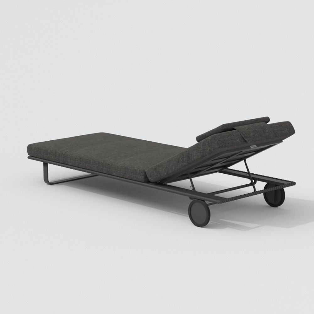 Шезлонг Ideal Patio КОСТА на колесах, каркас белый алюминий + тик, матрас бежевый (с подушкой)