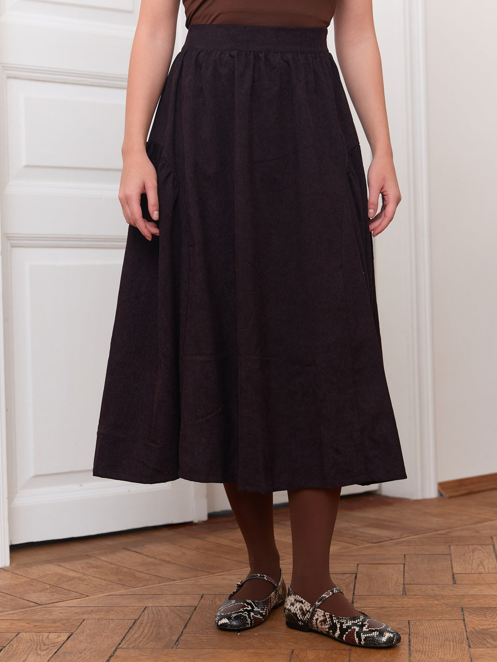 Юбка бохо вельветовая миди