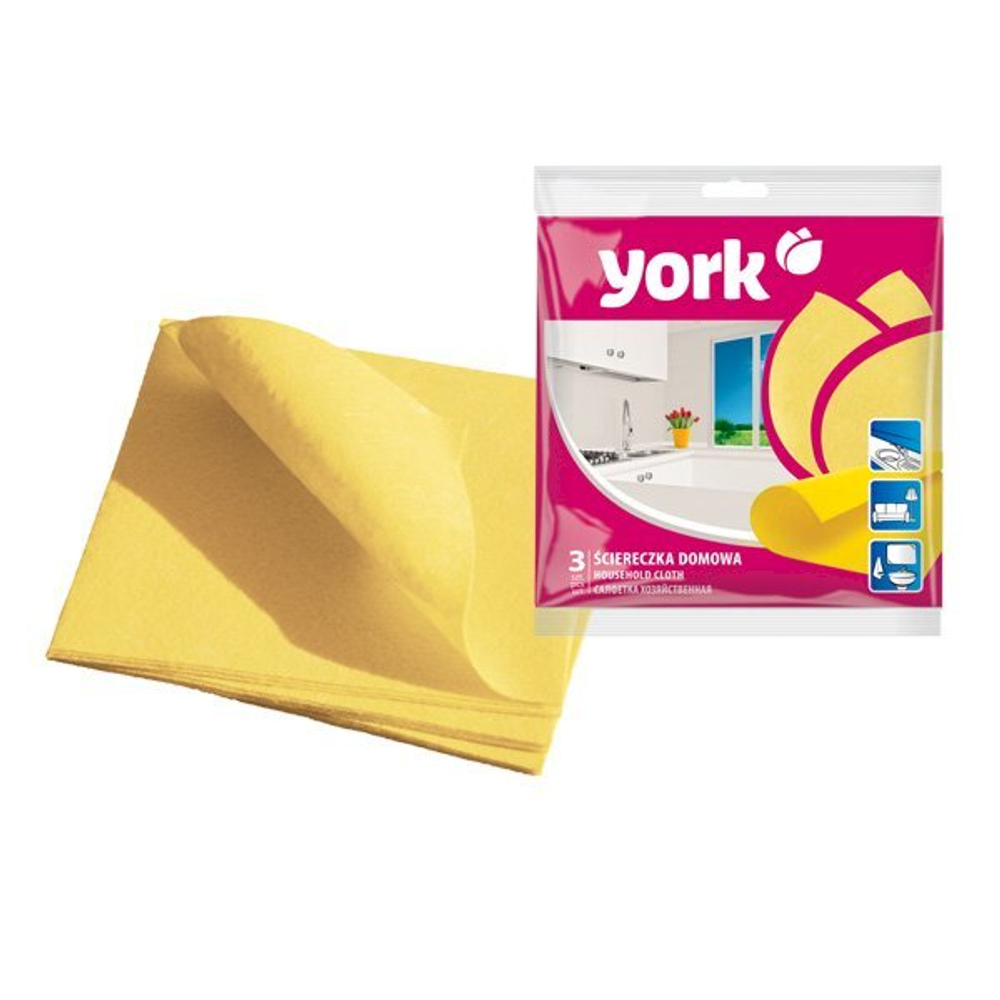 Салфетка York вискозная, 35х35 см, 3 штуки в упаковке