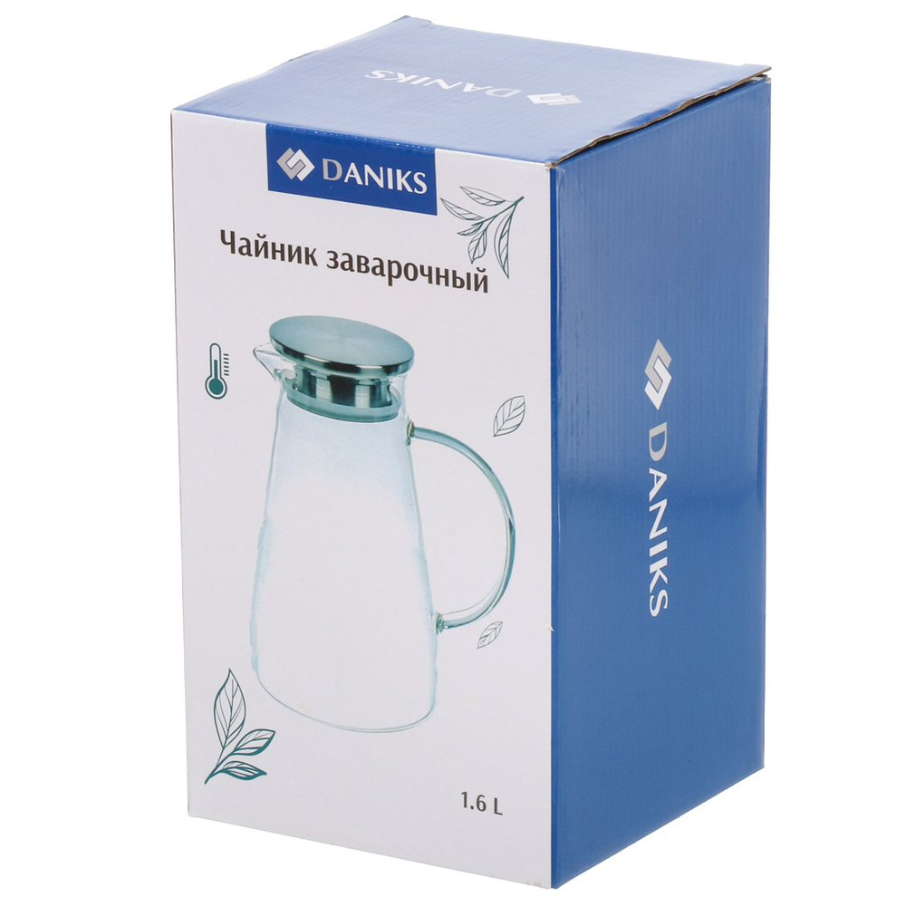 Кувшин стекло, 1.6 л, с металлической крышкой, Daniks, Кувшин, Y6-6478