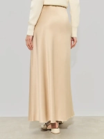 Юбка весенняя на резинке, атласная, шампань