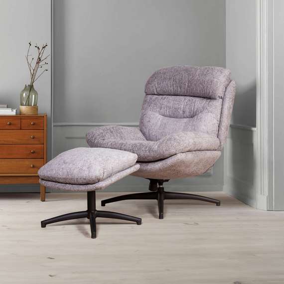 Кресло-качалка с оттоманкой Magnus, серое