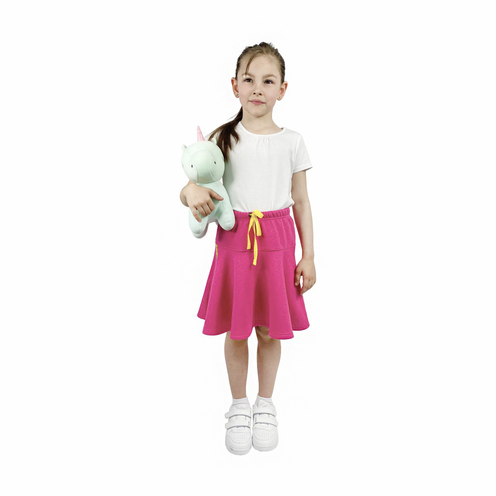 Юбка для девочки, модель №2 (с прямой кокеткой), рост 98 см, фуксия