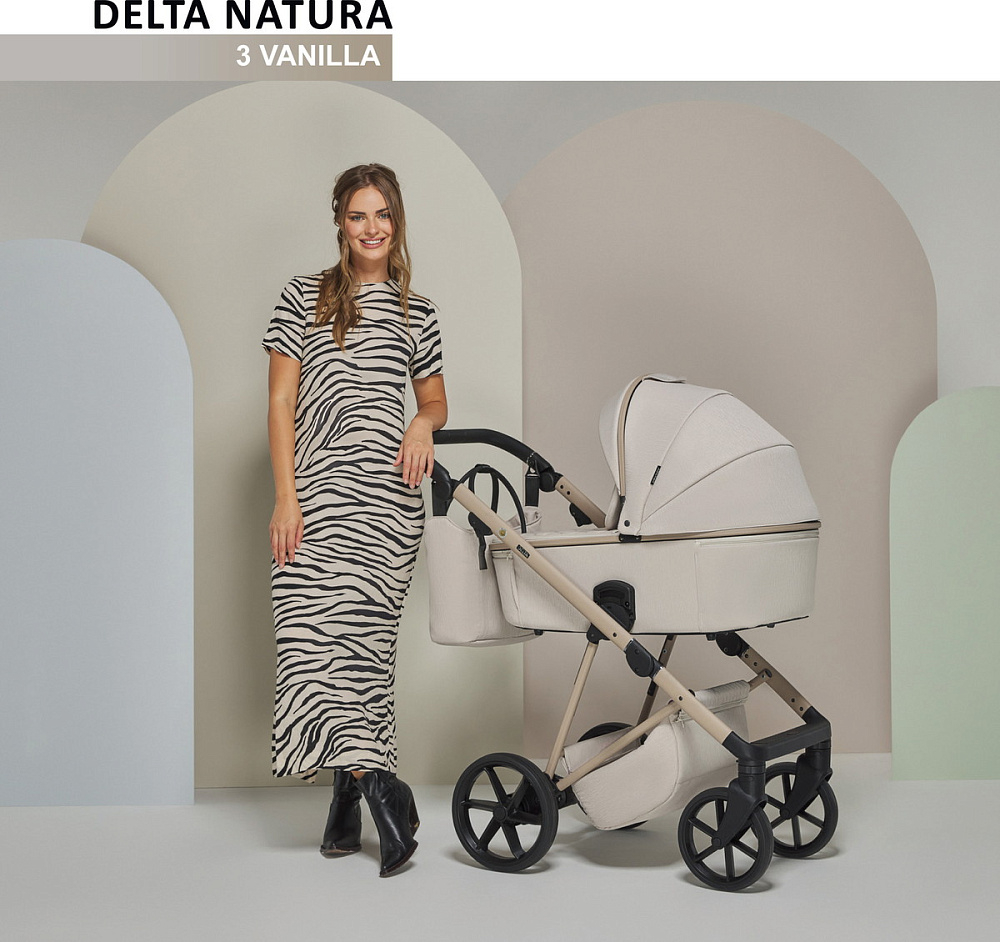 Детская коляска Adamex Delta Natura 2 в 1 DN-3-VANILLA (ВАНИЛЬ)