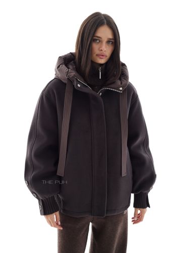 Шоколадная куртка с вязаными вставками