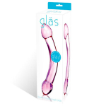 Изогнутый двухголовый стимулятор из стекла, 19 см
