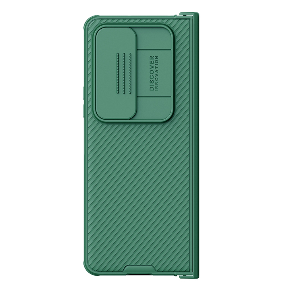 Чехол зеленого цвета двухкомпонентный на Samsung Galaxy Z Fold 4 5G от Nillkin, серия CamShield Pro Case, с сдвижной крышкой для камеры